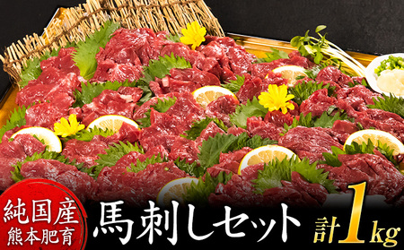 馬刺し1kg 赤身馬刺し900g＋霜降り馬刺し100g【純国産熊本肥育】 たっぷりタレ(5ml×10袋) 付き 桜肉 生食 冷凍《30日以内に出荷予定(土日祝除く)》 ｜人気馬刺し  人気返礼品 熊本馬刺し ブランド馬刺し