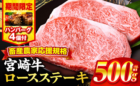 【期間・数量限定】畜産農家応援！宮崎牛ロースステーキ250g×2・国産牛ハンバーグ100g×4個 牛肉 ステーキ ロースステーキ