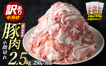 ＜訳あり＞ 鹿児島県産 豚 小間切れ 2.5kg（250g×10P） 切り落とし 小分け 個包装 冷凍 ふるさと納税 豚肉 切り落とし 訳あり【まつぼっくり】matu-1449