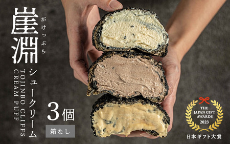 崖淵シュークリーム チョコ カスタード キャラメル 各1個 計3個 ～東尋坊ご当地スイーツ！～【箱なし】【シュークリーム  福日和  生カスタードシュークリーム セット お菓子 デザート 洋菓子 ギフト 贈答】【レビューキャンペーン実施中！】 [A-21003]