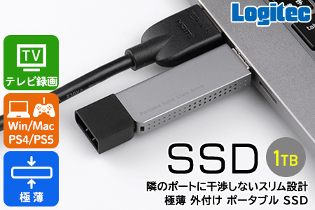 【044-05】ロジテック スリム外付けSSD　1TB【LMD-SPDL100U3】
